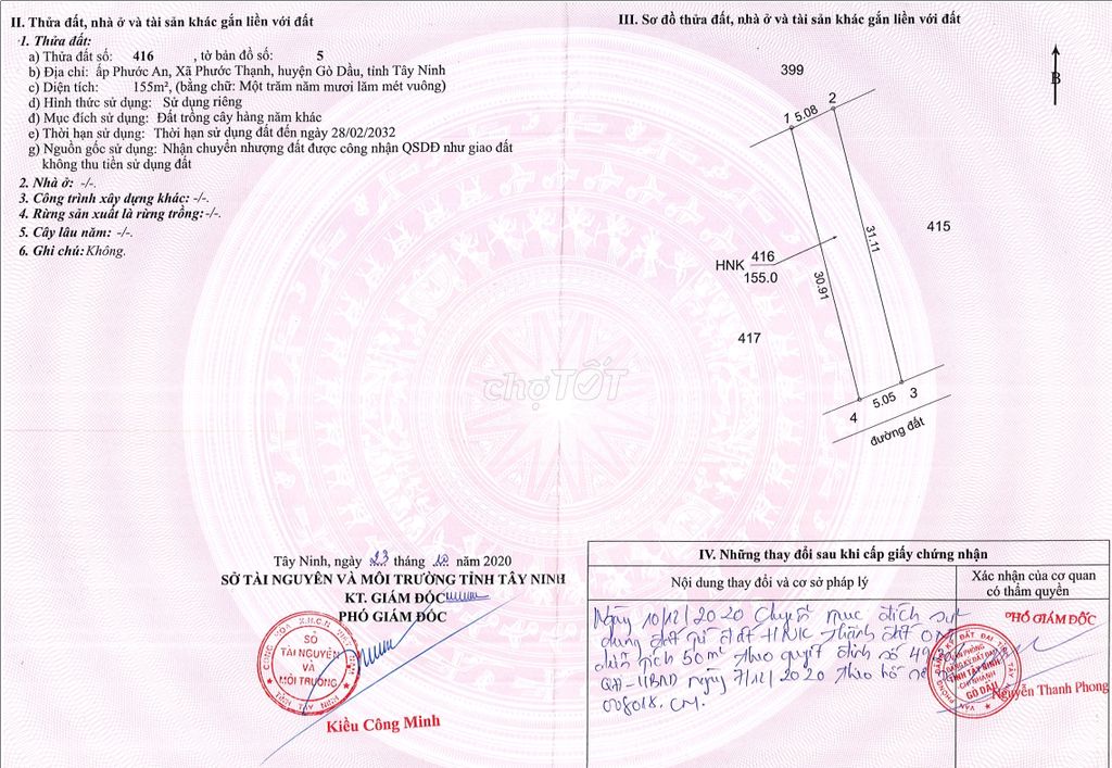 TÔI CHÍNH CHỦ CẦN BÁN LÔ ĐẤT PHƯỚC THẠNH - GÒ DẦU