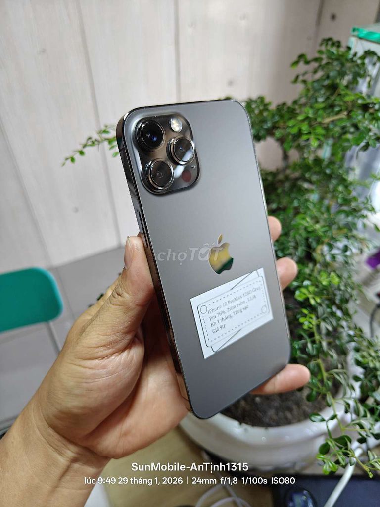 Apple iPhone 12ProMax 128G đen Quốc tế Pin75%. Mua bán Điện thoại tại Huyện Trảng Bàng Tây Ninh được đăng bởi Sun Mobile Shop Điện Thoại Trảng Bàng Tây Ninh 01 hình 1