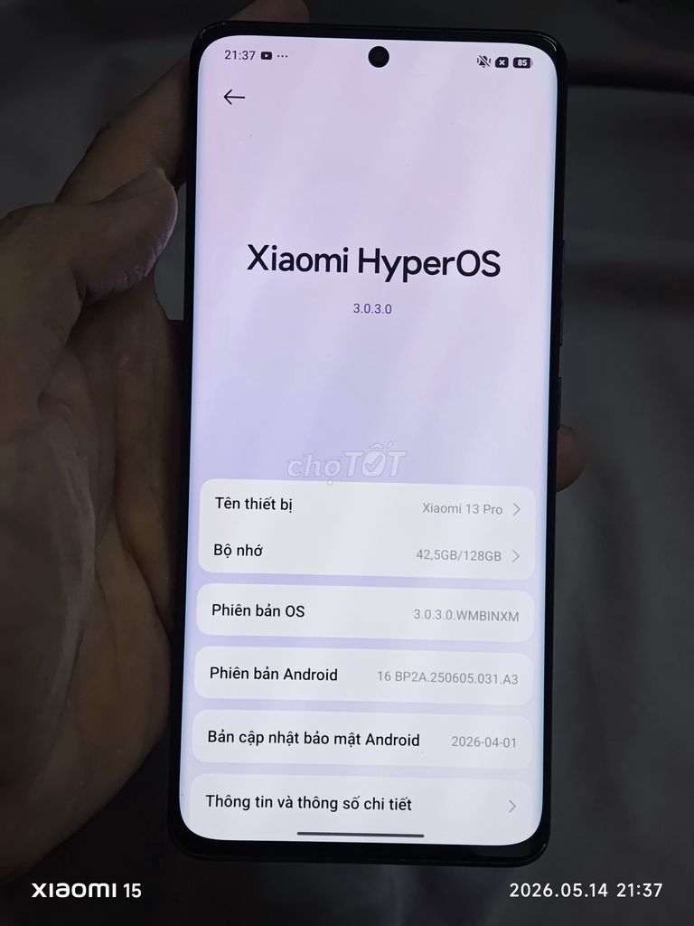 Xiaomi Mi 13 Pro 128GB Đen Đã sử dụng. Mua bán Điện thoại tại Quận Bình Tân Tp Hồ Chí Minh được đăng bởi Đỗ Chí Bảo hình 1
