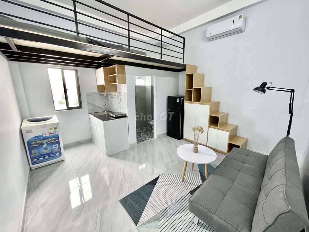 Cho thuê căn hộ dịch vụ Duplex cửa sổ trời, Ngay Gò Dầu - Aeon Tân Phú