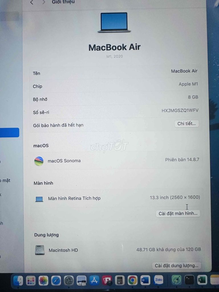 Apple MacBook Air M1 2020, 8/256. Mua bán Laptop tại Thành phố Mỹ Tho Tiền Giang được đăng bởi 3 Ljem hình 1