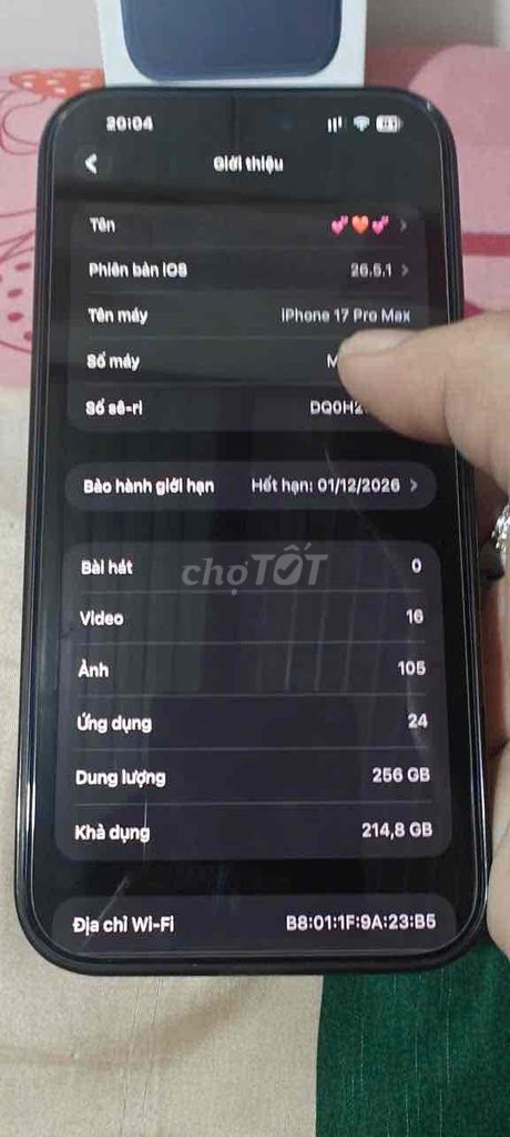 iPhone 17 Pro Max 256GB Xanh. Mua bán Điện thoại tại Huyện Bình Chánh Tp Hồ Chí Minh được đăng bởi Quốc Thịnh hình 1