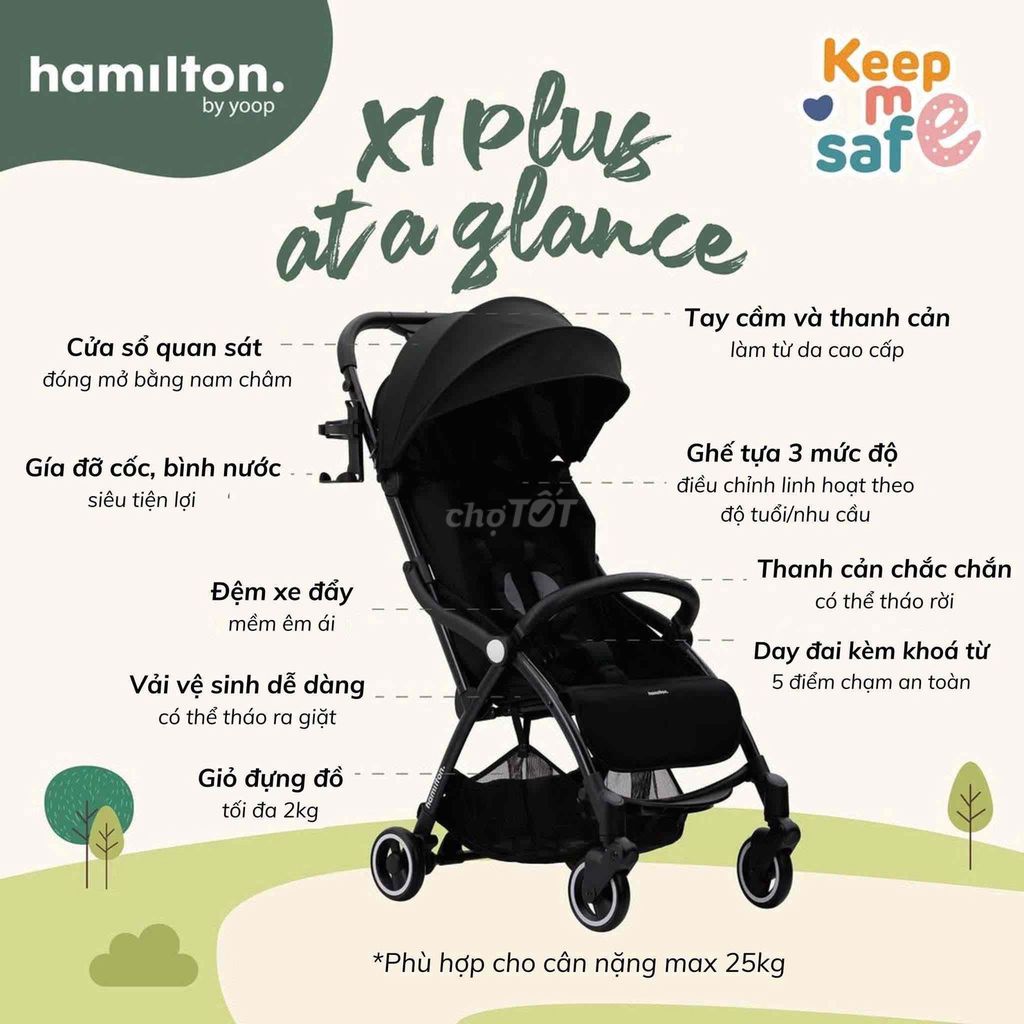 Xe đẩy Hamilton X1 Nhôm anodized Đen. Mua bán Mẹ và bé tại Quận Cầu Giấy Hà Nội được đăng bởi A thạch hình 1