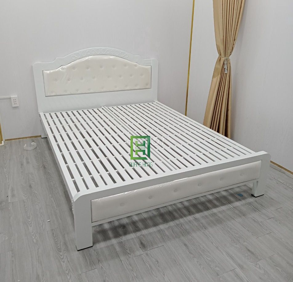Giường sắt Sắt hộp 5x10 Trắng 1m2 x 2m. Mua bán Giường, chăn ga gối nệm tại Quận Gò Vấp Tp Hồ Chí Minh được đăng bởi Nội Thất Quang Hùng TD hình 1