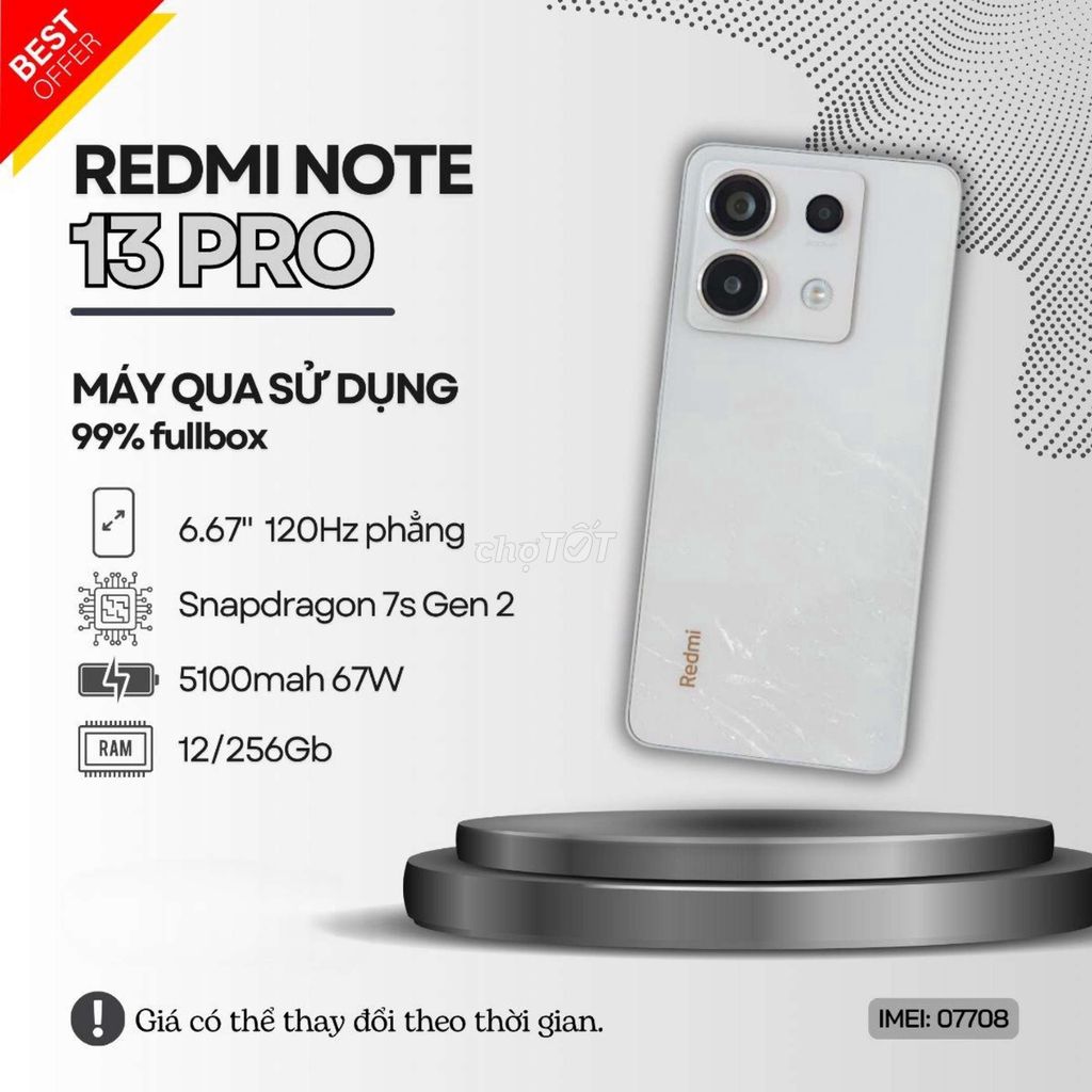 🔥REDMI NOTE 13 PRO BẢN 12/256 FULLBOX (ĐEN/TRẮNG)