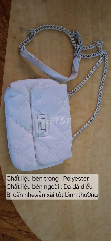 Túi đeo vai da đà điểu trắng nữ