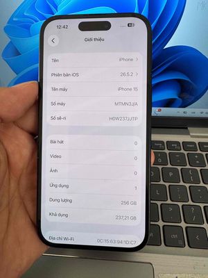 Apple iPhone 15 256GB Đen 98.5%