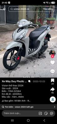 Honda Vision thể thao 2024 Xám xanh 6000Km
