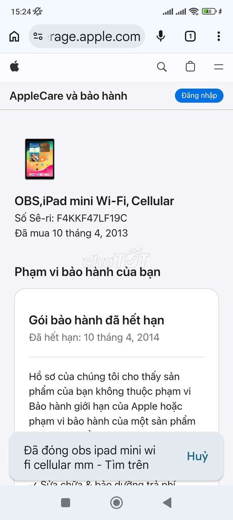 Apple iPad mini 1 32GB 4G Đen. Mua bán Máy tính bảng tại Huyện Hóc Môn Tp Hồ Chí Minh được đăng bởi Nguyển Thắng hình 1