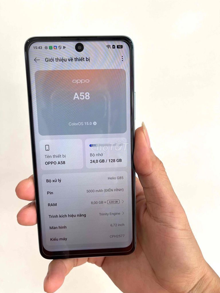Oppo A58 8GB/128GB pin5000 máy rin siêu mượt. Mua bán Điện thoại tại Quận Hải Châu Đà Nẵng được đăng bởi phan văn hiệp hình 1