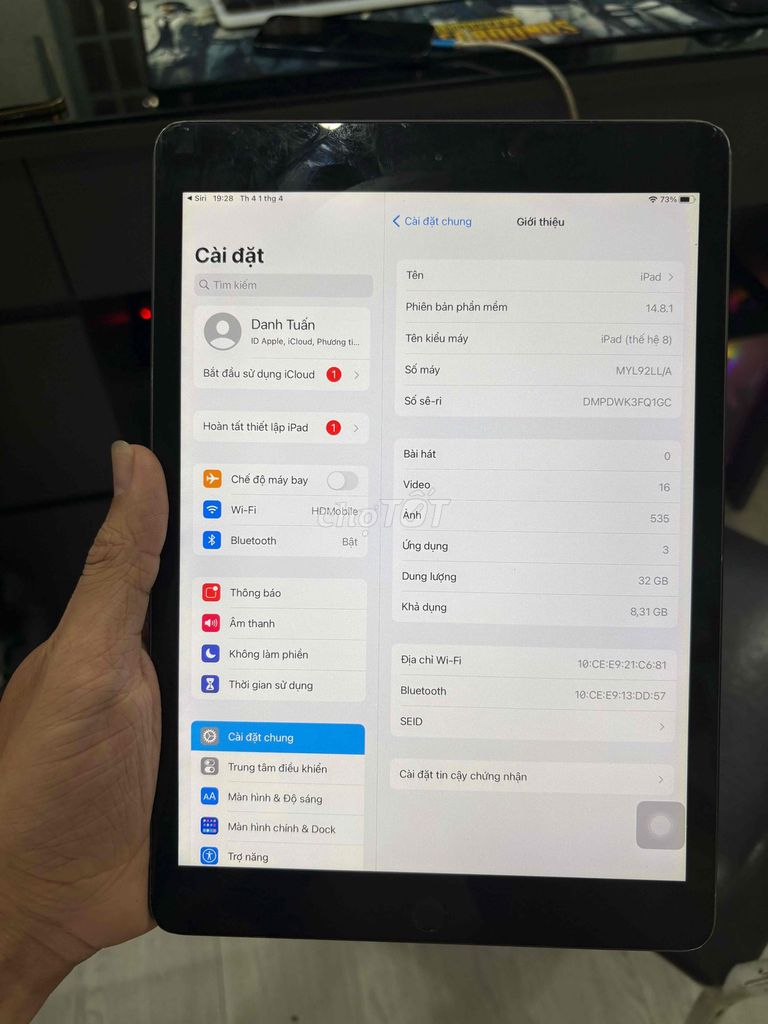 Apple iPad Gen 8 32GB Xám Đã thay kính. Mua bán Máy tính bảng tại Thành phố Biên Hòa Đồng Nai được đăng bởi Tuấn Danh hình 1