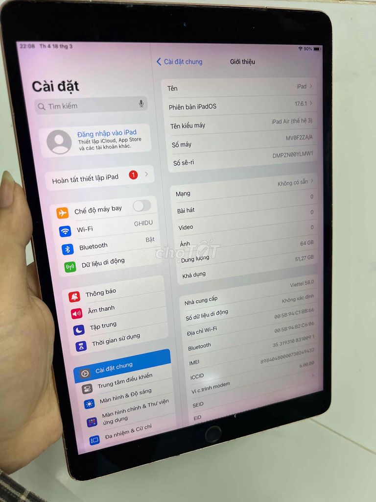 Apple iPad Air 3 64GB Vàng. Mua bán Máy tính bảng tại Thành phố Tân An Long An được đăng bởi lê văn thái hình 1