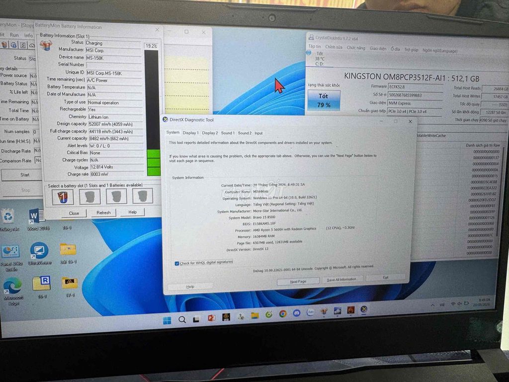 MSI Bravo 15 Ryzen 5-5H/16GB/512GB Vga Rx 5500m 4G. Mua bán Laptop tại Quận Bình Thạnh Tp Hồ Chí Minh được đăng bởi Chí Hướng Smartphone Cs HN hình 1