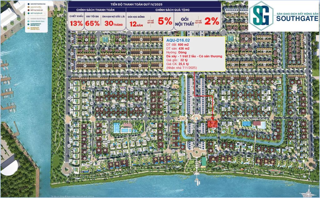 WATERPOINT - Bán biệt thự ven kênh 600m2 - giá chỉ 40,7tr/m2. Mua bán nhà ở tại Huyện Bến Lức Long An được đăng bởi Nguyễn Đức Thành hình 3