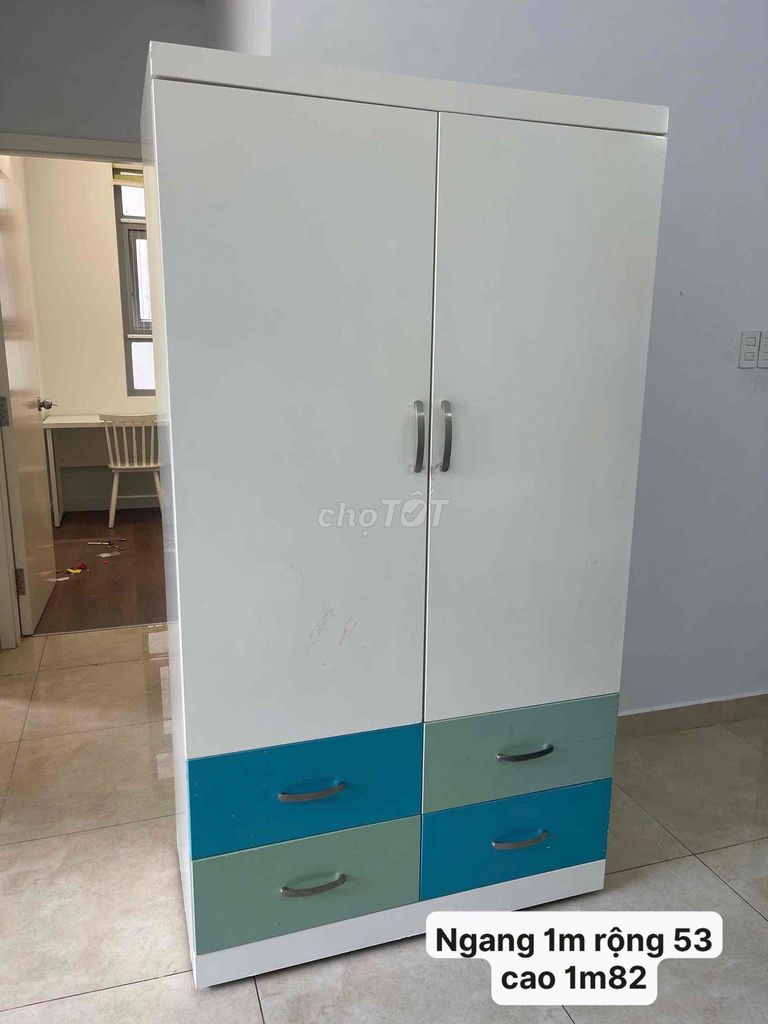 Tủ quần áo Gỗ 1m Trắng Xanh 1m82. Mua bán Tủ, kệ gia đình tại Quận 12 Tp Hồ Chí Minh được đăng bởi Trinh Nguyen Thi Le hình 1