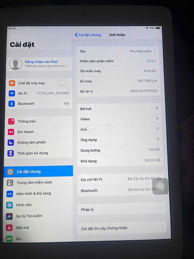Apple iPad Air 1 64GB WiFi Bạc. Mua bán Máy tính bảng tại Quận Bình Tân Tp Hồ Chí Minh được đăng bởi Phương Uyên hình 1