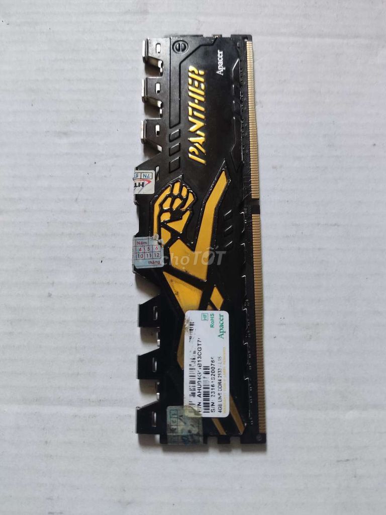 RAM Apacer Panther DDR4 4GB 2133MHz Đen Vàng pc. Mua bán Linh kiện (RAM, Card...) tại Quận 8 Tp Hồ Chí Minh được đăng bởi datlinhkienvitinhcu hình 1