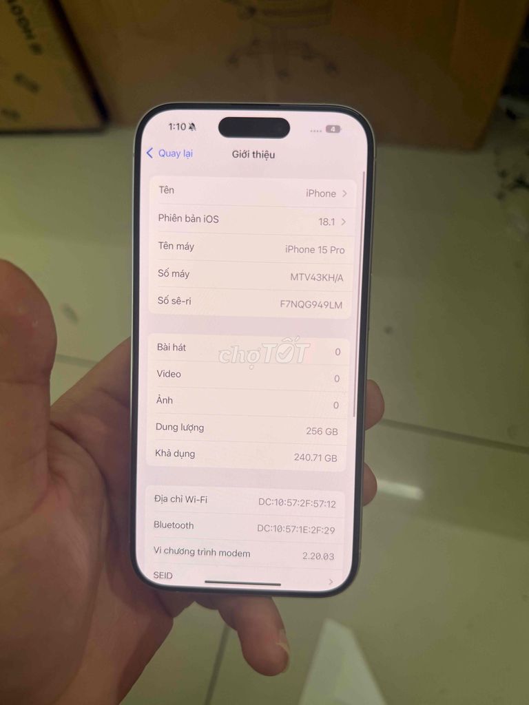 iPhone 15 Pro 256GB Trắng. Mua bán Điện thoại tại Thành phố Thuận An Bình Dương được đăng bởi Trung Apple Ko bán góp hình 1