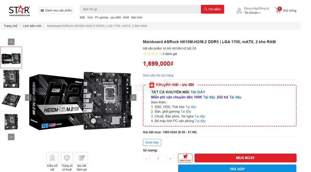 Mainboard ASRock H610M-H2/M.2 D5. Mua bán Linh kiện (RAM, Card...) tại Huyện Gò Dầu Tây Ninh được đăng bởi Trần Thanh hình 1