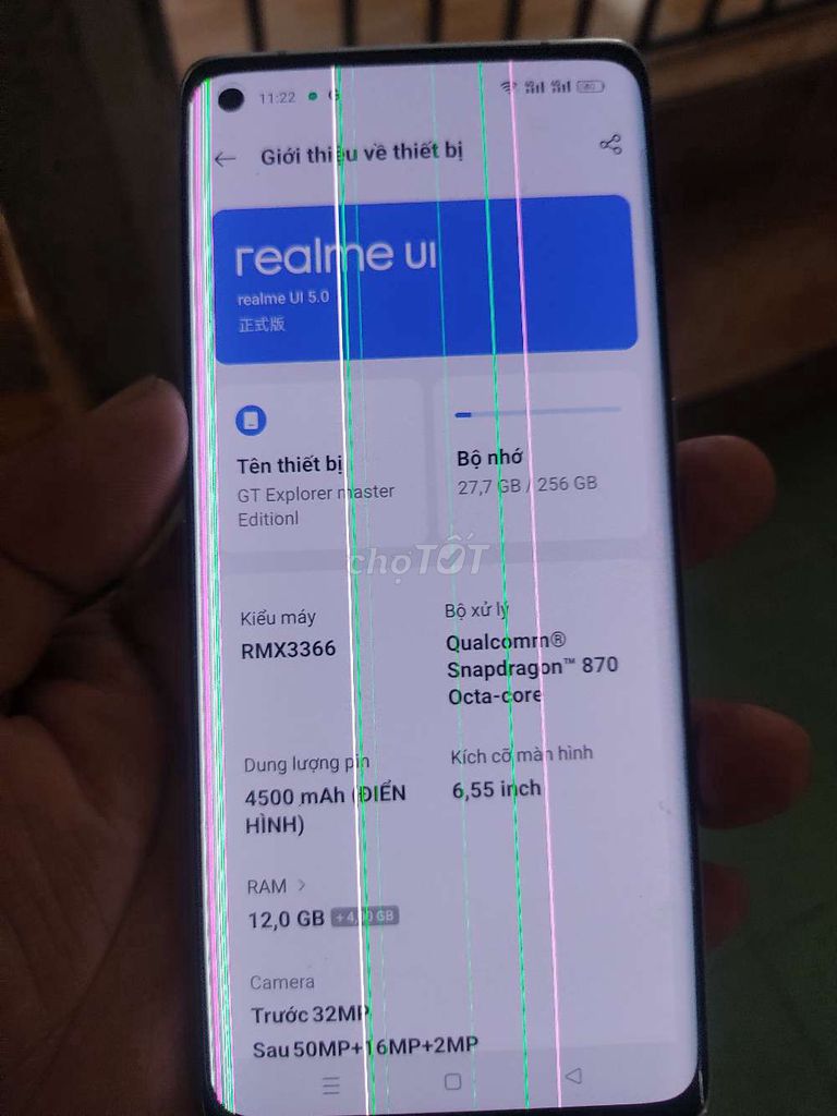 Màn hình zin realme ram 12g sọc như hình