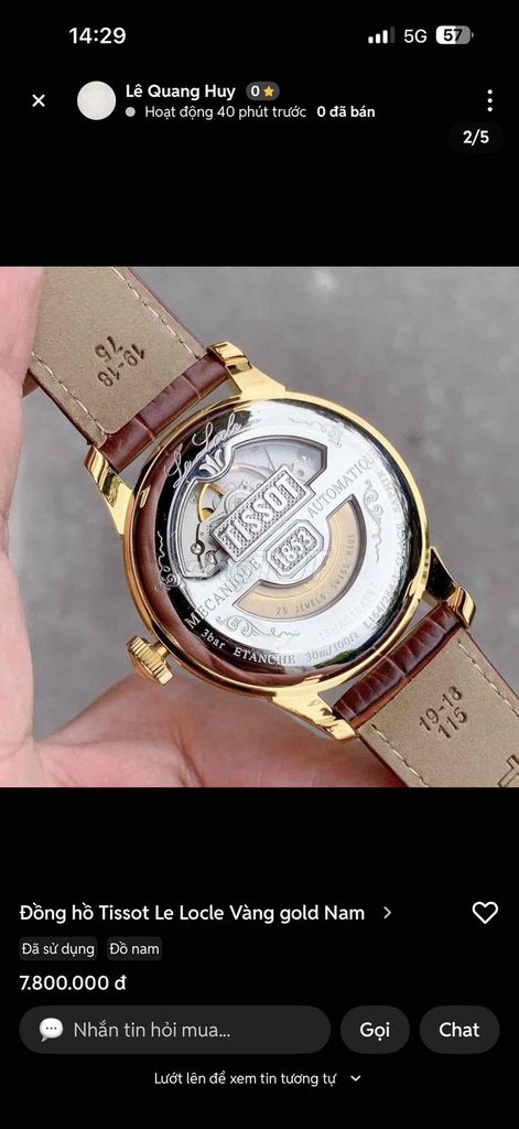 Đồng hồ Tissot Le Locle Vàng gold Nam. Mua bán Đồng hồ tại Quận Đống Đa Hà Nội được đăng bởi tuệ an hình 1