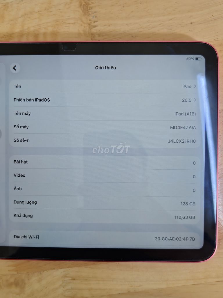 Apple iPad A16 128GB Hồng. Mua bán Máy tính bảng tại Quận Tân Bình Tp Hồ Chí Minh được đăng bởi Phúc hình 1