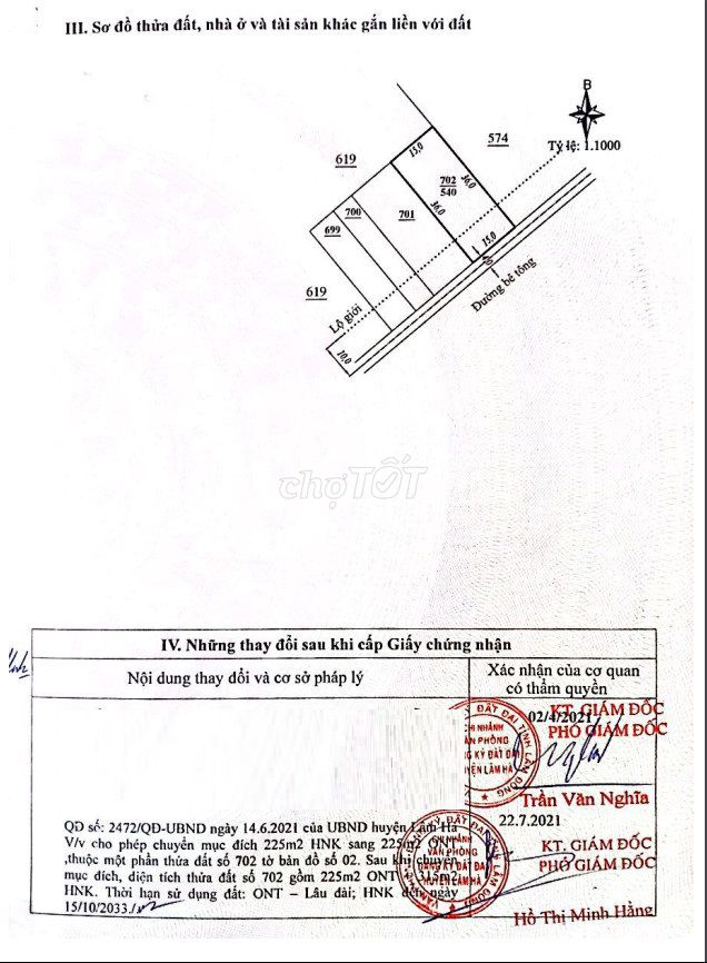 (Phát Mại) Đất tại Đông Thanh - Lâm Hà - 15x36 (540m2 thỗ cư)