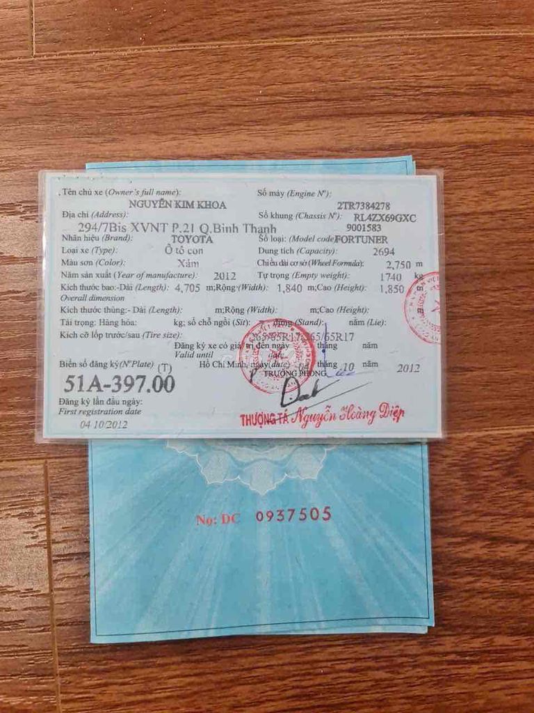 Toyota Fortuner 2012 2.7V 4x2 - 103000 km. Mua bán Ô tô tại Quận Tân Bình Tp Hồ Chí Minh được đăng bởi Lão Nguyễn hình 2