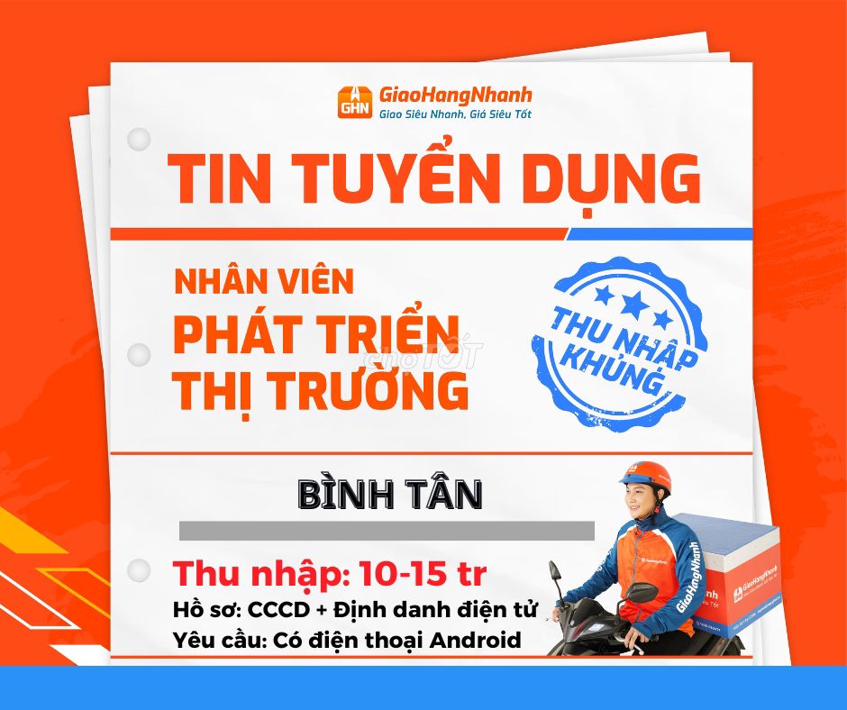 TUYỂN SHIPPER GIAO HÀNG KV BÌNH TÂN