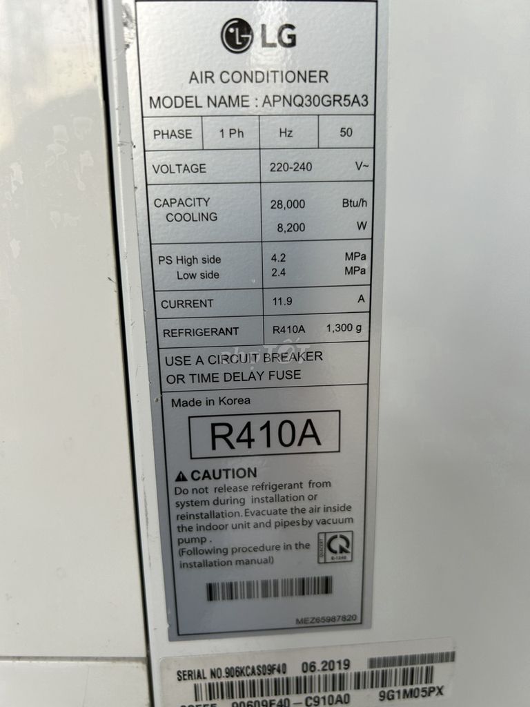 Máy lạnh tủ đứng LG APNQ30GR5A4 3.0 HP Inverter cũ
