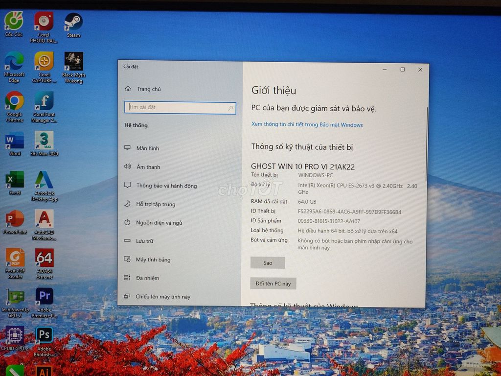 PASS DÀN MÁY GAMING ĐỒ HỌA 3D CARD rời 8G màn 27"