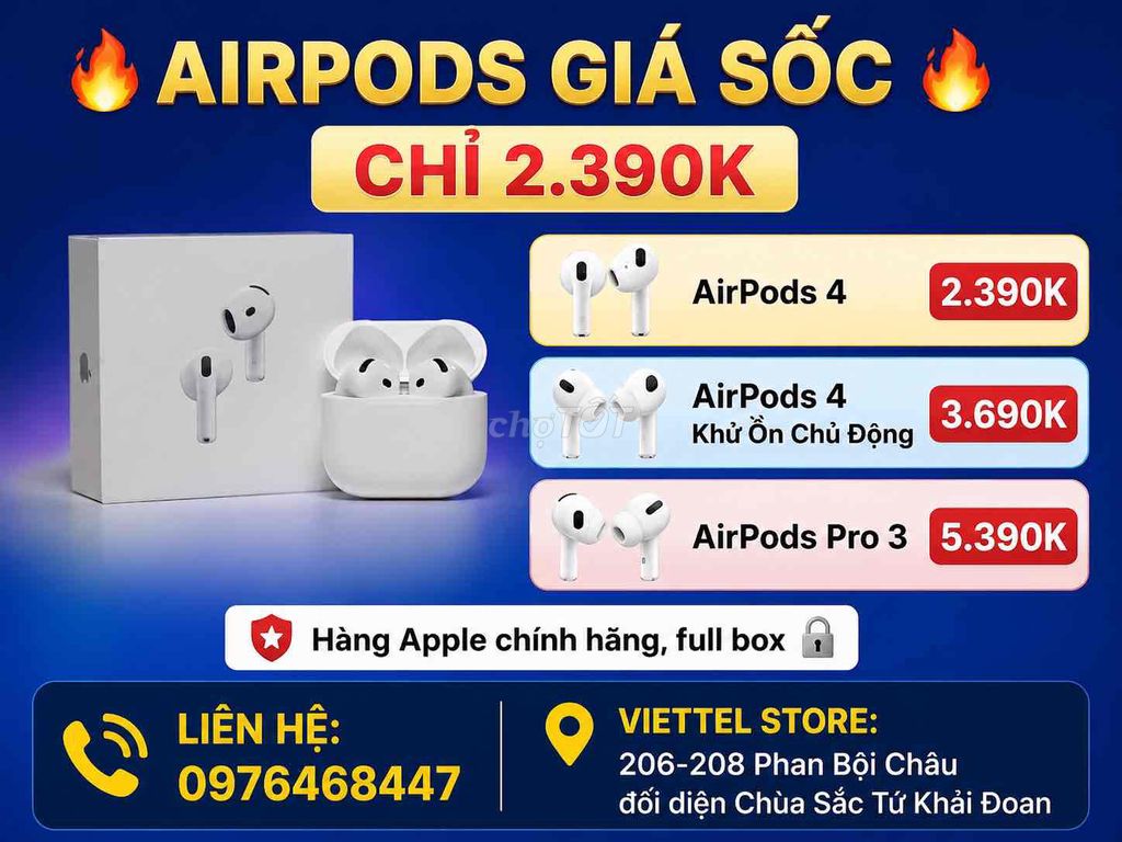 Tai nghe không dây Apple AirPods 4 Trắng. Mua bán Tivi, Âm thanh tại Thành phố Buôn Ma Thuột Đắk Lắk được đăng bởi Minh Quang hình 1