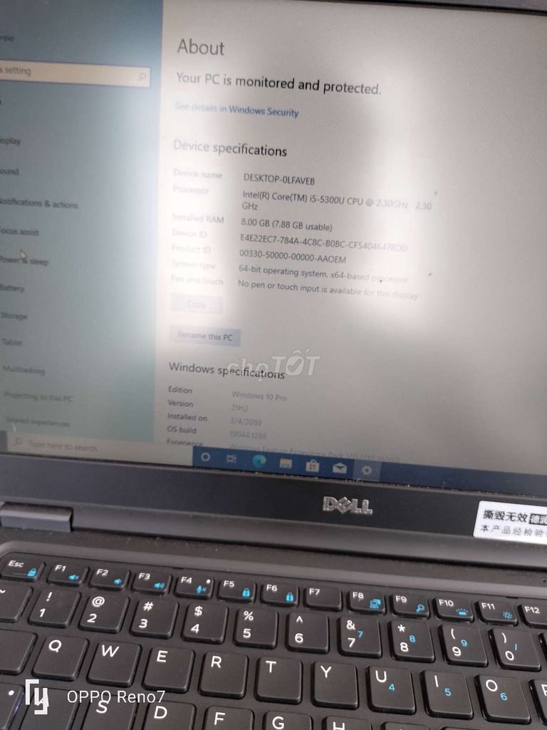 Laptop dell i5 th5 ram8 ssd 256gb màn hình 14in