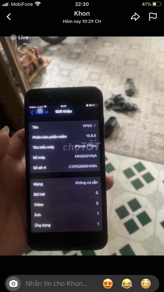 Apple iPhone 7 Plus Đen. Mua bán Điện thoại tại Quận Thanh Khê Đà Nẵng được đăng bởi Tran Hoang hình 1