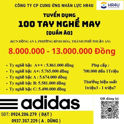 Tuyển Dụng 100 Cn May Có Tay NGHề Tại Thuận An