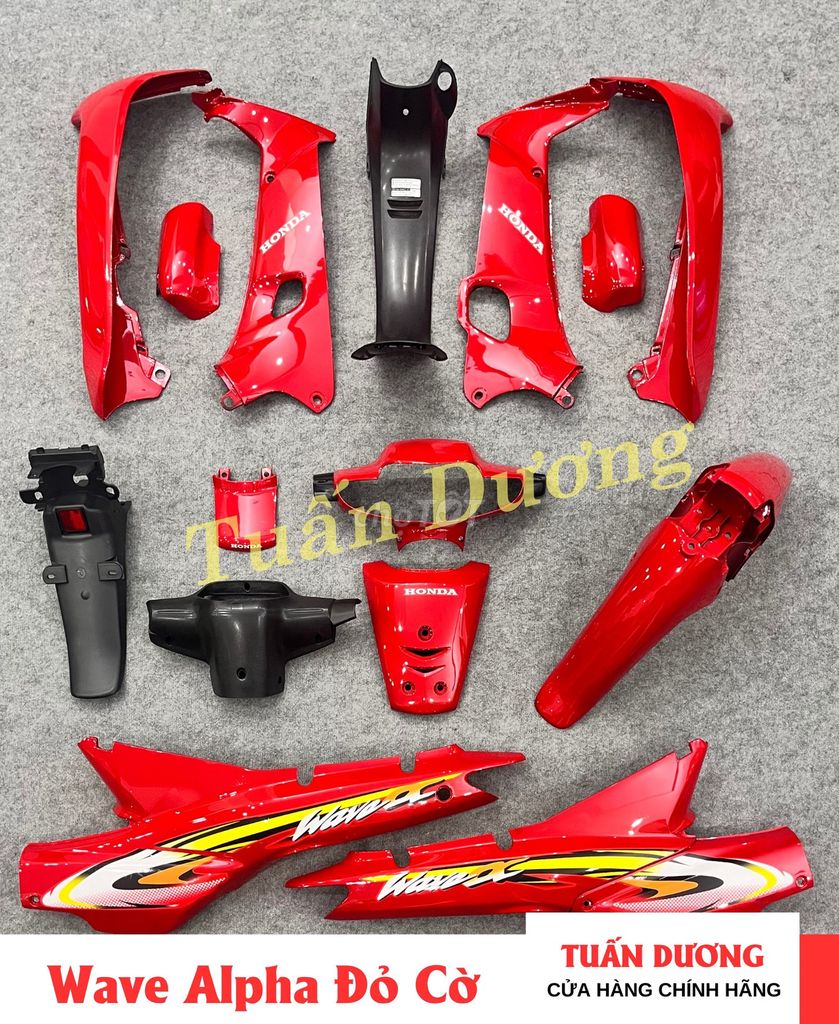 Bộ Nhựa Dàn Áo Xe Máy Wave Alpha Màu Đỏ Cờ Mới. Mua bán Phụ tùng xe tại Quận Hà Đông Hà Nội được đăng bởi Phụ Tùng Xe Tuấn Dương hình 1