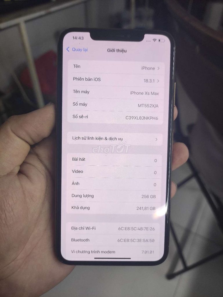 iphone xsmax zin ful chức năng 256gb