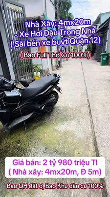 Nhà 4mx20m, Quận 12, TP.HCM, giá 2.98 tỷ