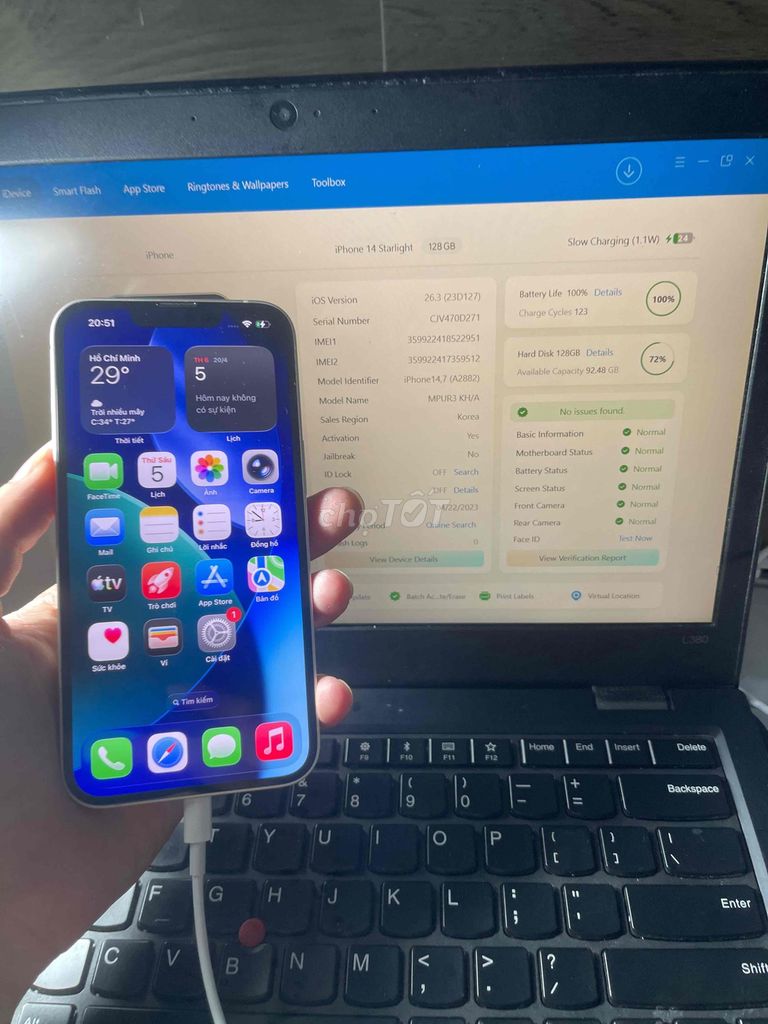 Apple iPhone 14 128GB Trắng. Mua bán Điện thoại tại Quận Liên Chiểu Đà Nẵng được đăng bởi M a h hình 1