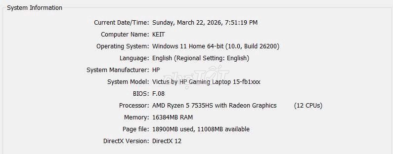 HP Victus 15-fb1xxxx R5 16GB/512GB Đã dùng. Mua bán Laptop tại Quận Tân Bình Tp Hồ Chí Minh được đăng bởi Trần Minh Tân hình 1