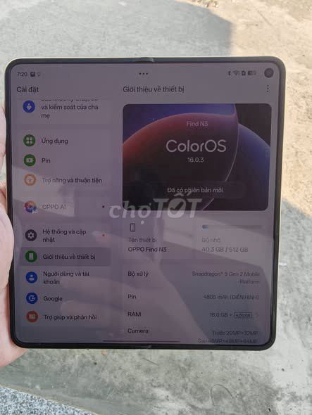 Oppo Find N3 16GB/512GB Đã thay màn trong. Mua bán Điện thoại tại Huyện Cô Tô Quảng Ninh được đăng bởi Hội Đồ Điện Tử hình 1