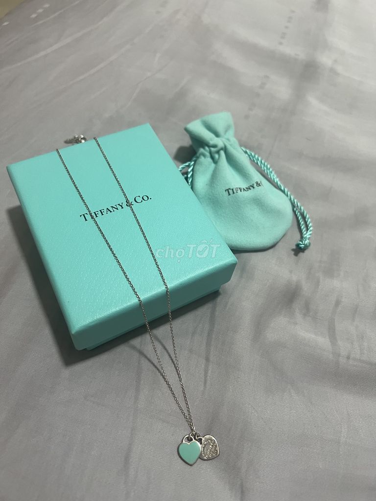 Tiffany double heart tag pendant silver