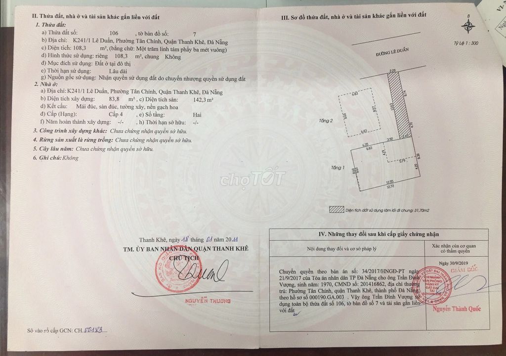 Chính chủ rao bán nhà đường Lê Duẩn-Đà Nẵng; DT 108,3 m2; giá 13,2 tỷ