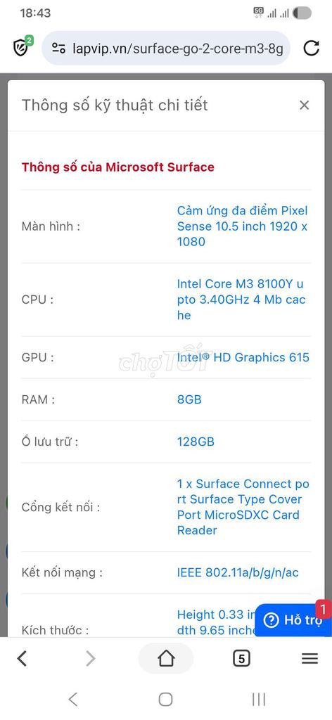 Microsoft Surface Go 2 M3 8GB/128GB 10.5 inch. Mua bán Laptop tại Quận 3 Tp Hồ Chí Minh được đăng bởi Nguyễn Xuân Điền hình 1