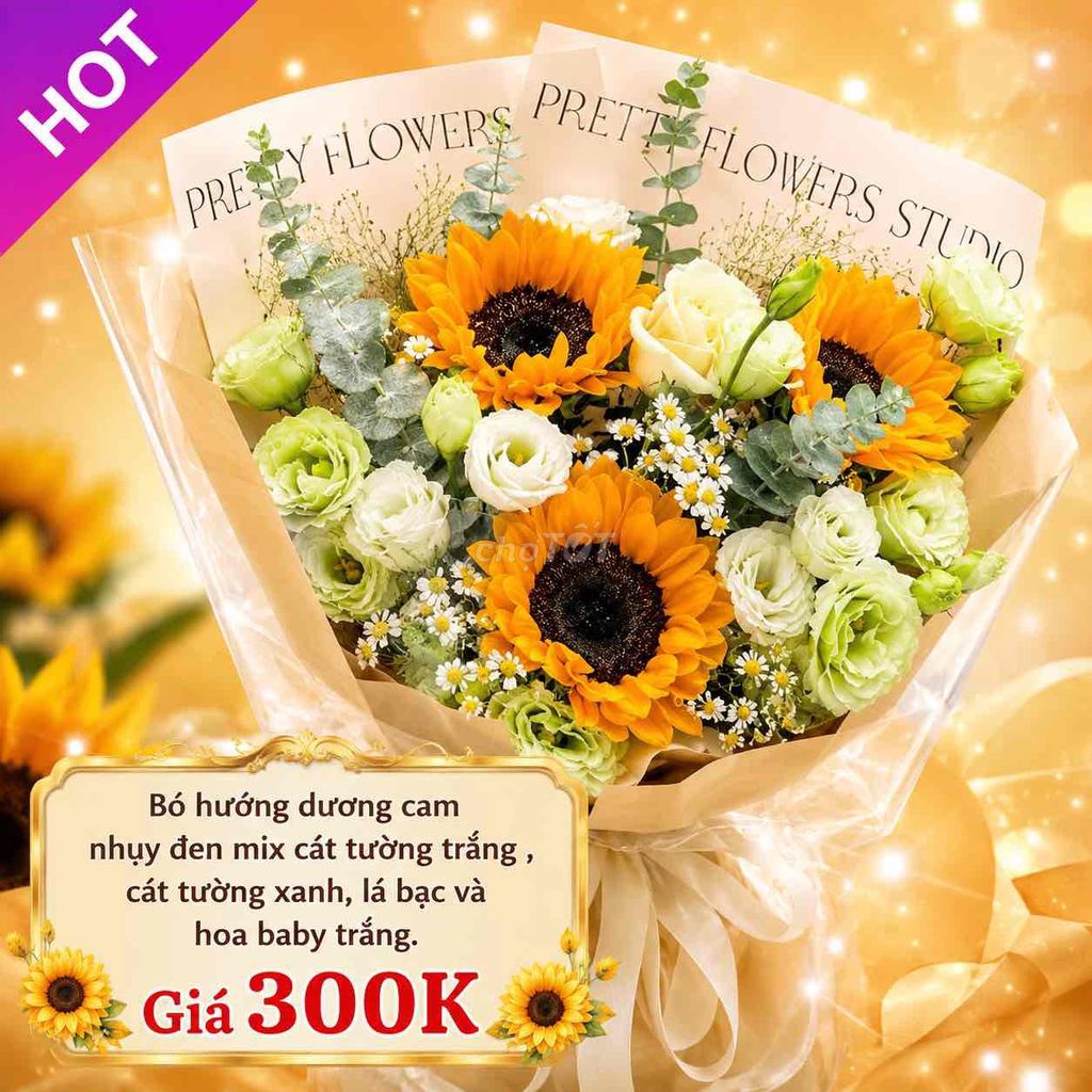 Bó Hướng Dương Mix Cát Tường May Mắn, Tặng Là Gây. Mua bán Cây cảnh, đồ trang trí tại Huyện Tiên Du Bắc Ninh được đăng bởi TRUNG TÂM TỔ CHỨC DỊCH VỤ CƯỚI HỎI TRỌN GÓI DUYÊN GẤM hình 1
