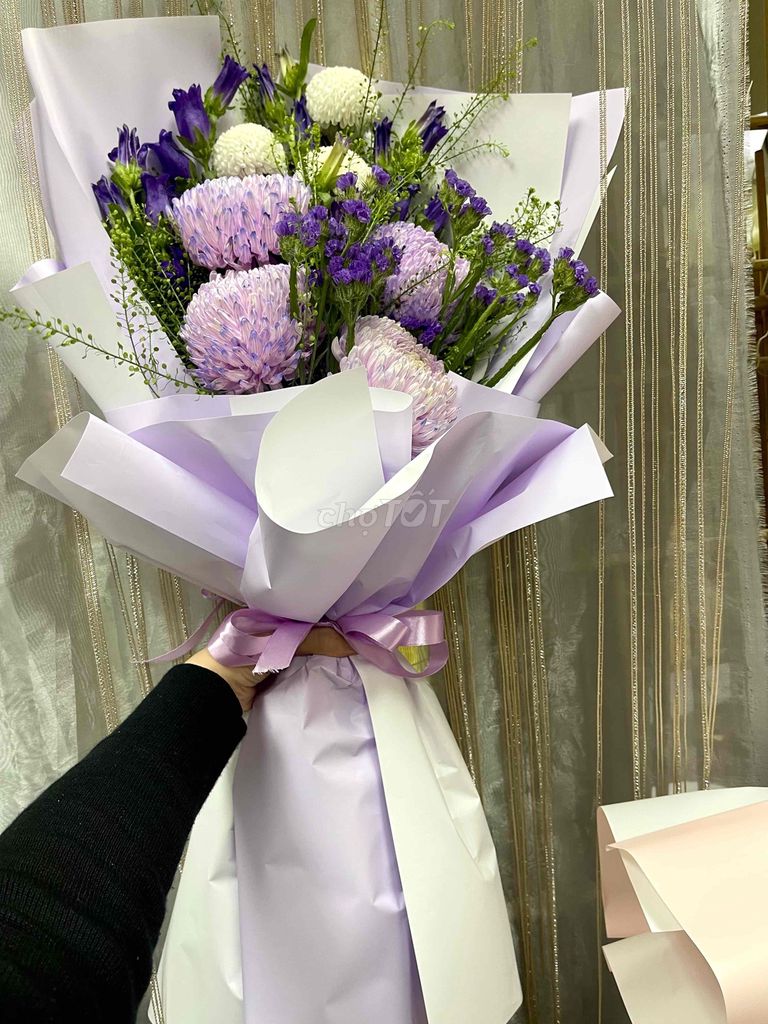 Thanh lý bó hoa cúc mẫu đơn linh lan chuông to