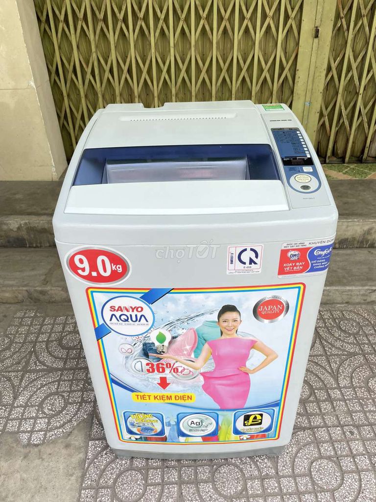 Máy giặt Sanyo aqua 9,0kg giặt vắt êm thùng rộng