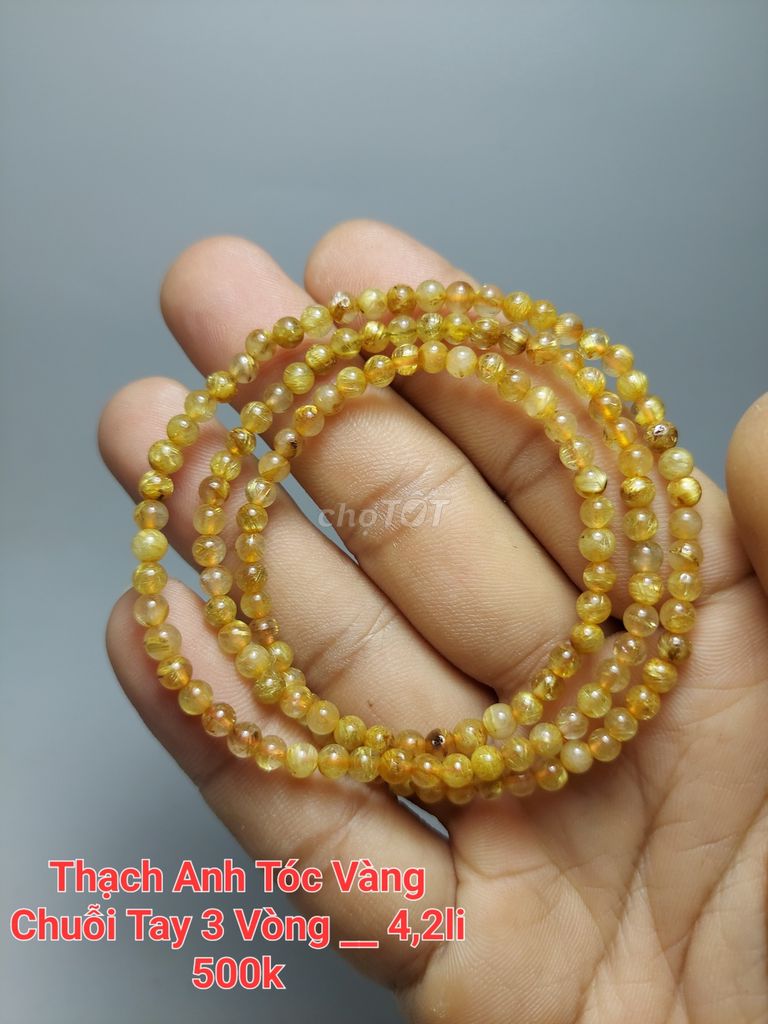 Chuỗi đá thạch anh tóc vàng tự nhiên 4.2li. Mua bán Đồ sưu tầm, đồ cổ tại Huyện Vĩnh Cửu Đồng Nai được đăng bởi Mê Ngọc hình 1