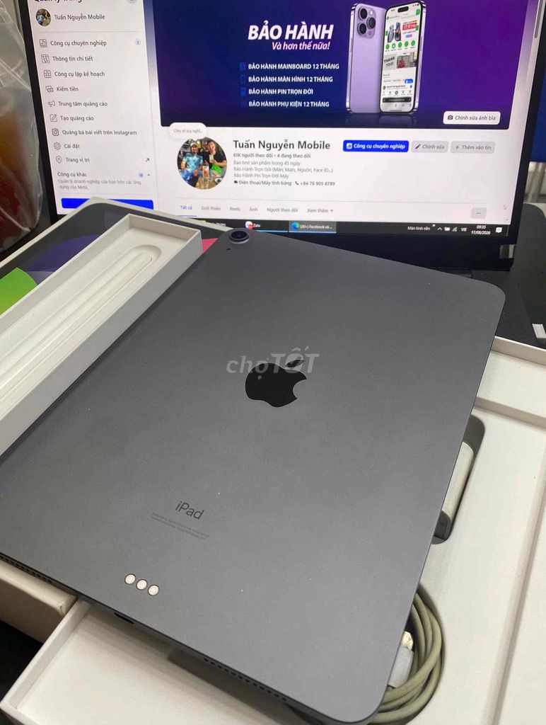 Apple iPad Air 4 Wifi 256GB Xám 81%. Mua bán Máy tính bảng tại Quận 3 Tp Hồ Chí Minh được đăng bởi Tuấn Nguyễn hình 1