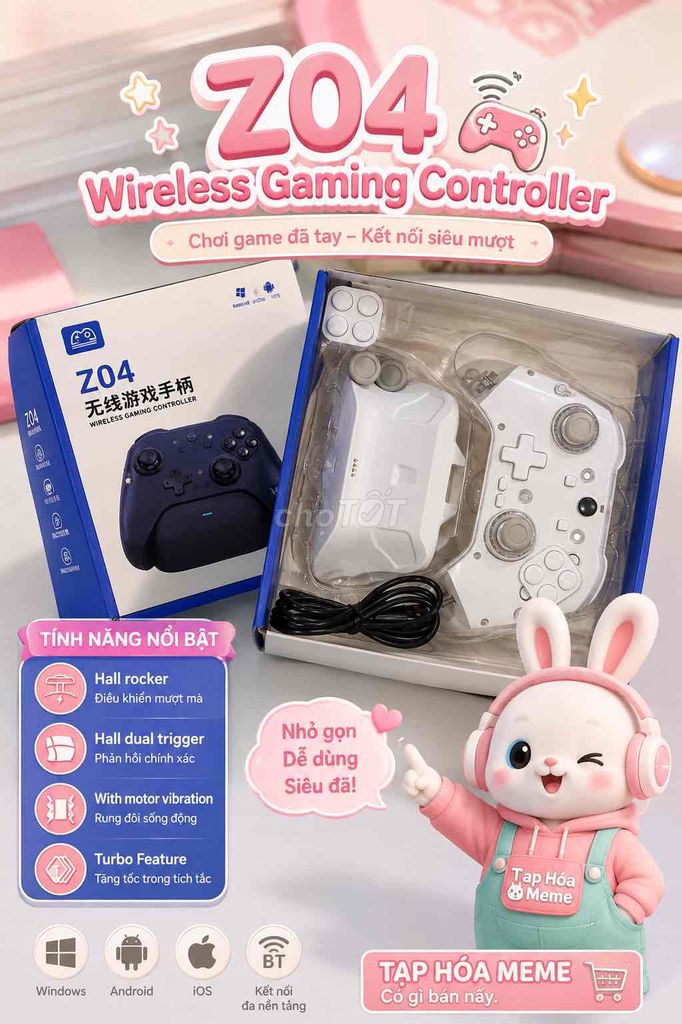 Tay cầm chơi game Z04 Trắng Không dây. Mua bán Thiết bị chơi game tại Quận 6 Tp Hồ Chí Minh được đăng bởi Tạp Hoá MeMe hình 1